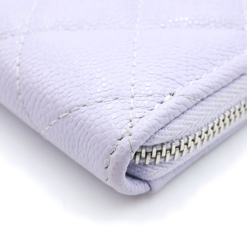 Chanel Quilted Fragment Case Mini Wallet Card Coin Purse Light Purple Lavender — view 5