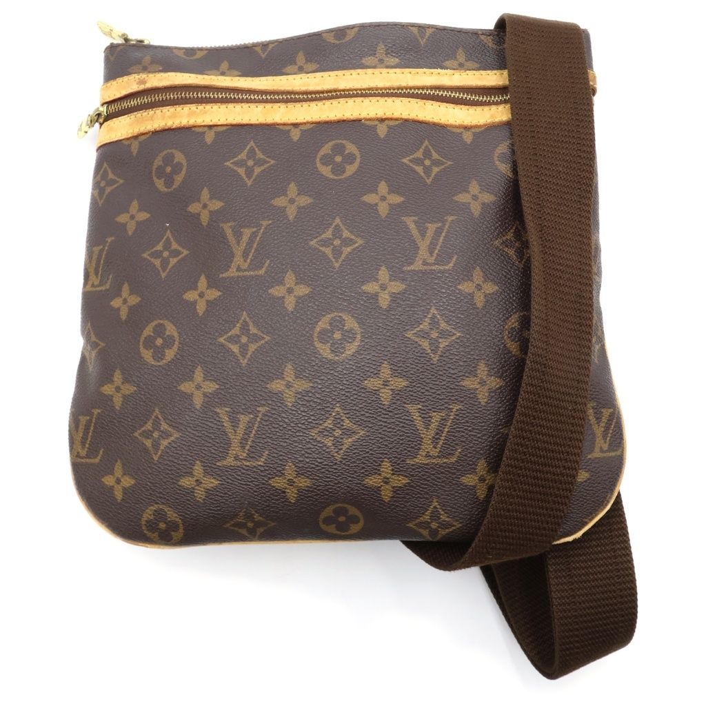 Louis Vuitton Monogram Pochette Bosphore Shoulder Bag Brown Leather Gold