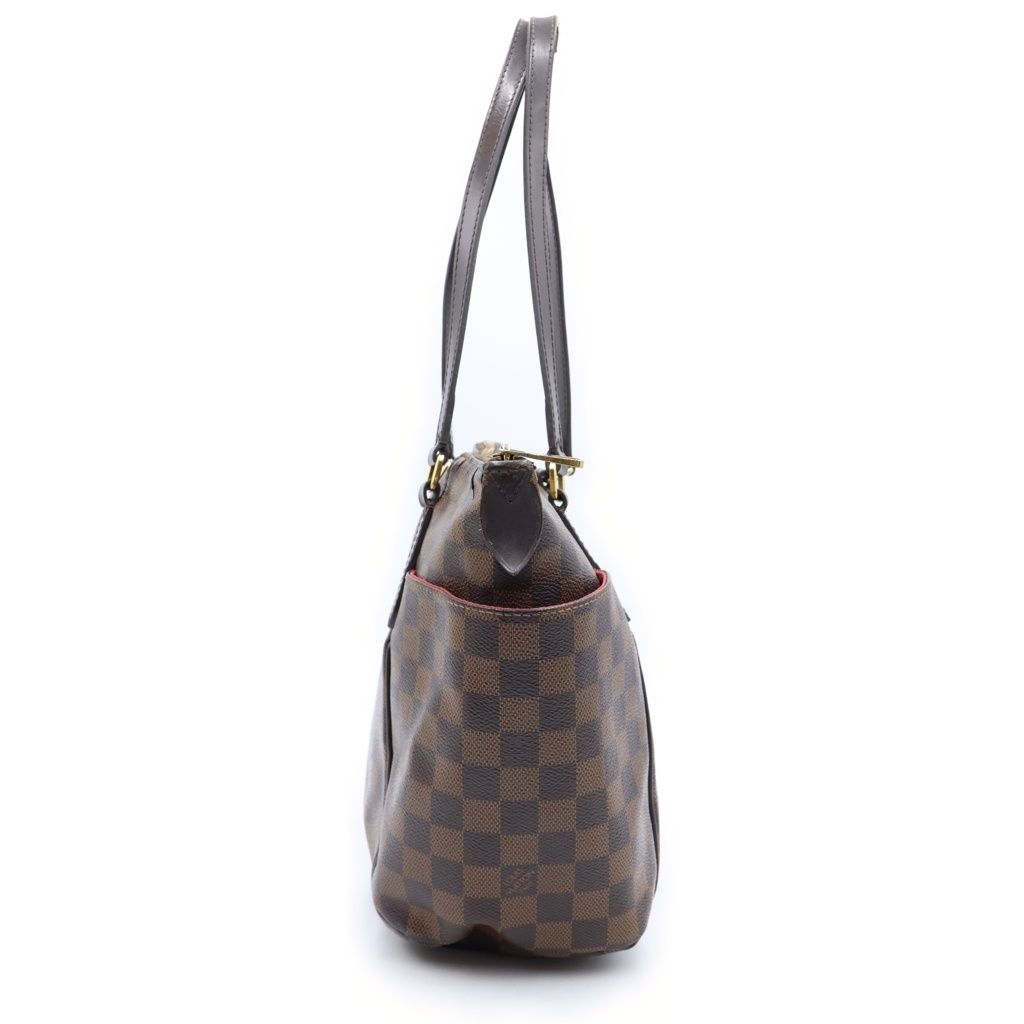 Louis Vuitton Damier Totally PM Tote Bag Brown Leather Gold — view 3