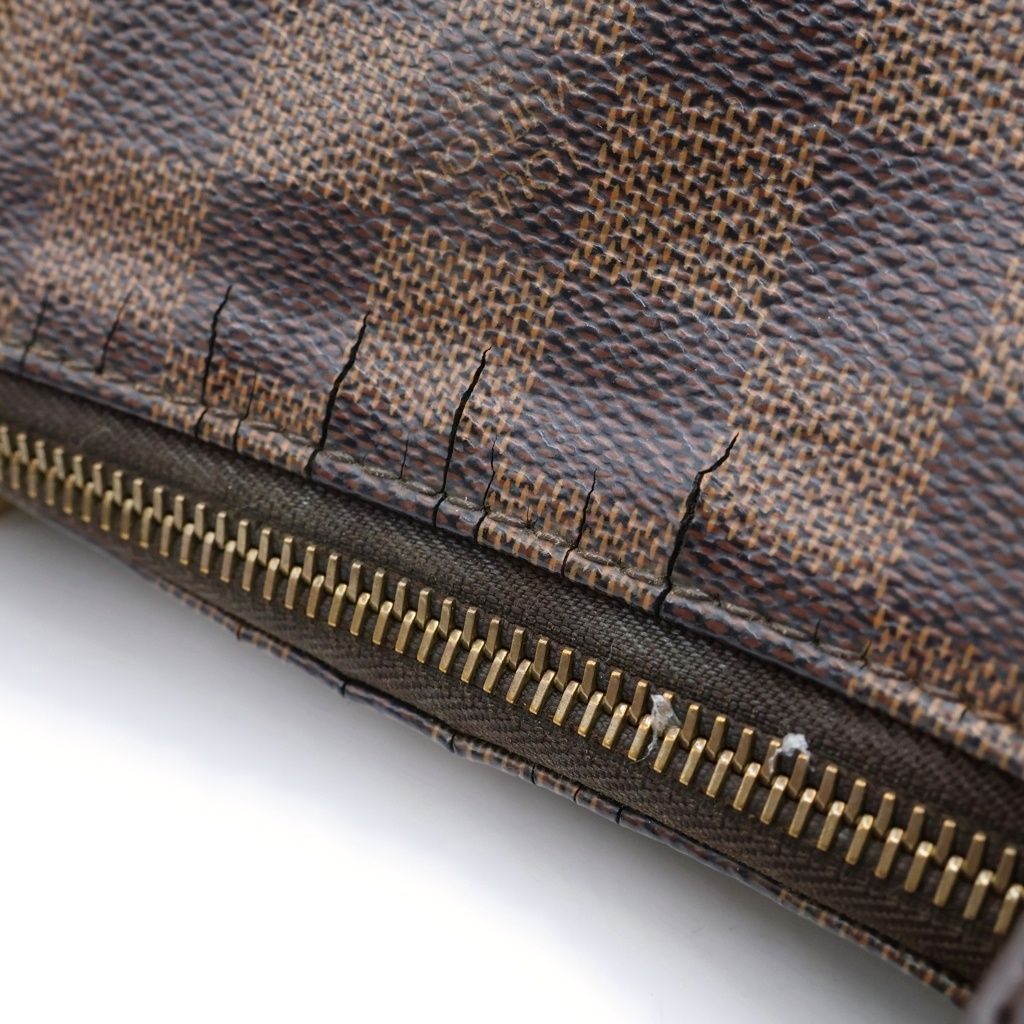 Louis Vuitton Damier Totally PM Tote Bag Brown Leather Gold — view 6