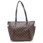 Louis Vuitton Damier Totally PM Tote Bag Brown Leather Gold