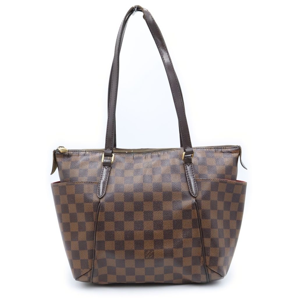 Louis Vuitton Damier Totally PM Tote Bag Brown Leather Gold