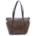 Louis Vuitton Damier Totally PM Tote Bag Brown Leather Gold — view 2