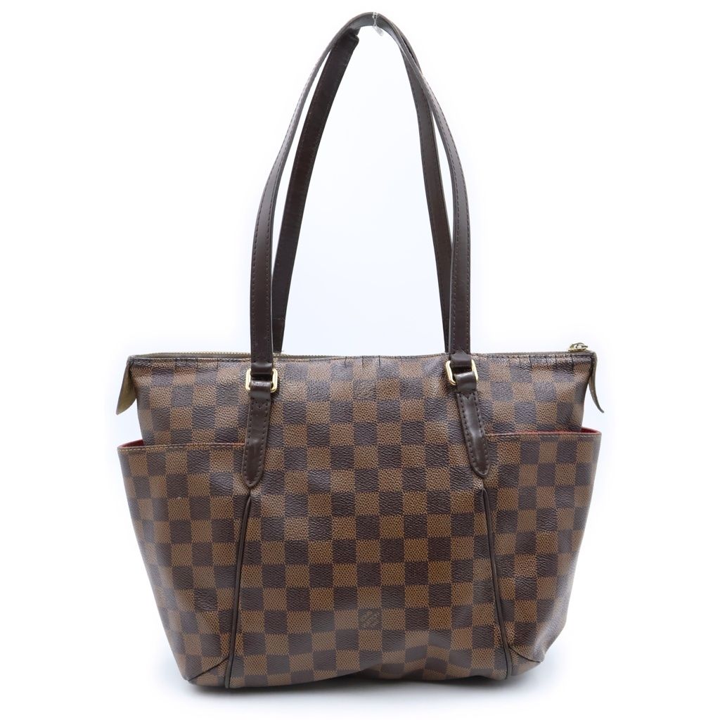 Louis Vuitton Damier Totally PM Tote Bag Brown Leather Gold — view 2