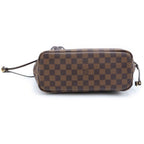Louis Vuitton Damier Neverfull PM Tote Bag Brown Leather Gold — view 4