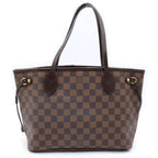 Louis Vuitton Damier Neverfull PM Tote Bag Brown Leather Gold — view 2