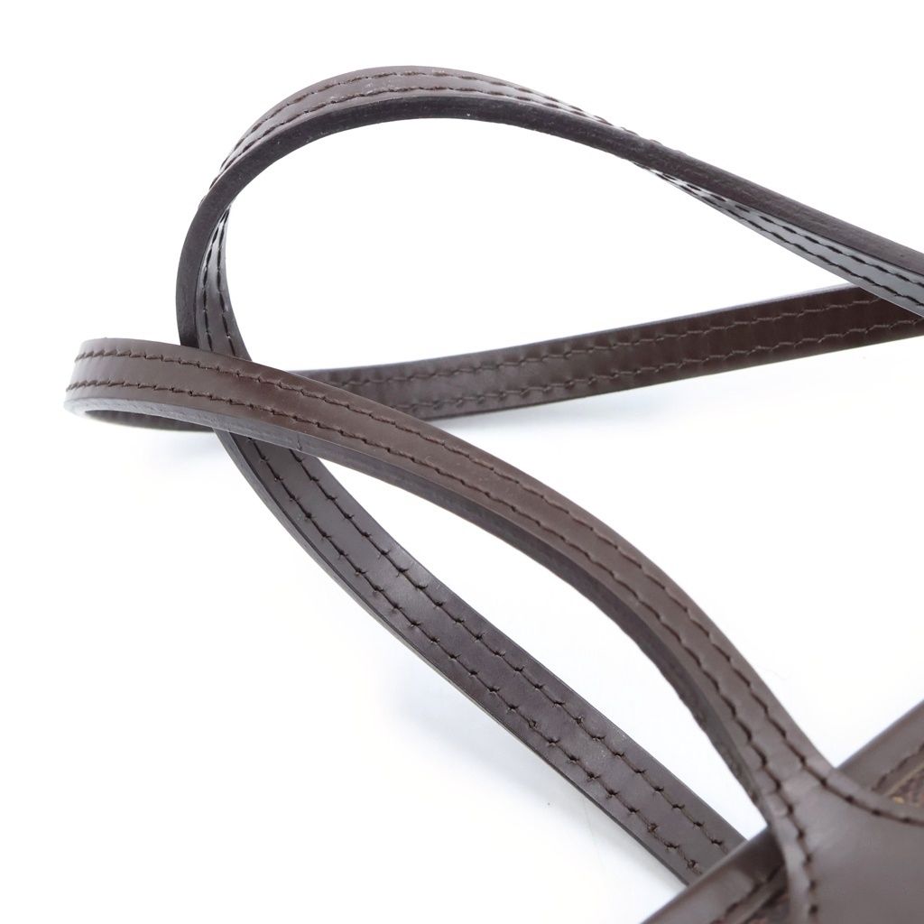 Louis Vuitton Damier Neverfull PM Tote Bag Brown Leather Gold — view 6
