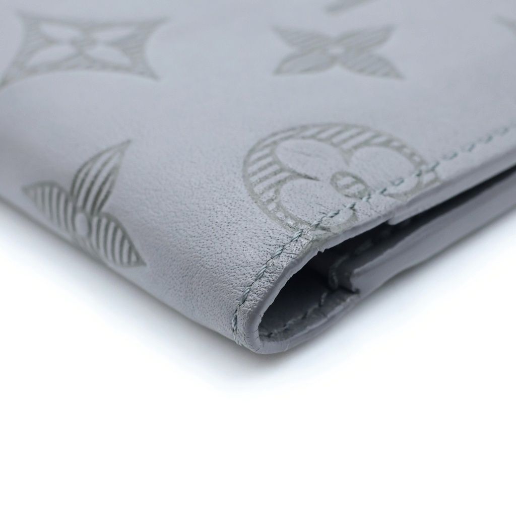 Louis Vuitton Monogram Shadow Portefeuille Multiple Compact Wallet Leather Gray — view 5