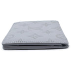 Louis Vuitton Monogram Shadow Portefeuille Multiple Compact Wallet Leather Gray — view 3