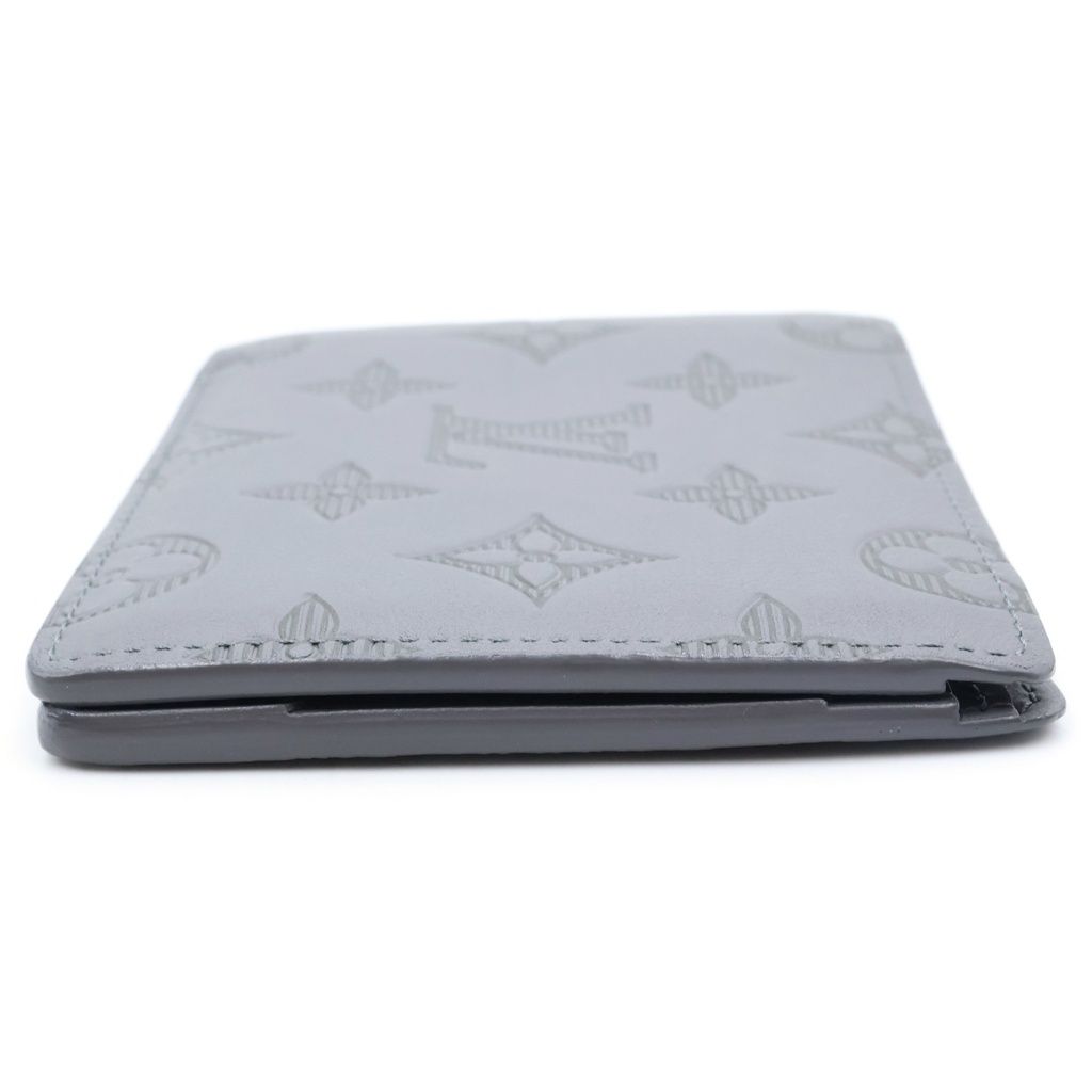 Louis Vuitton Monogram Shadow Portefeuille Multiple Compact Wallet Leather Gray — view 3