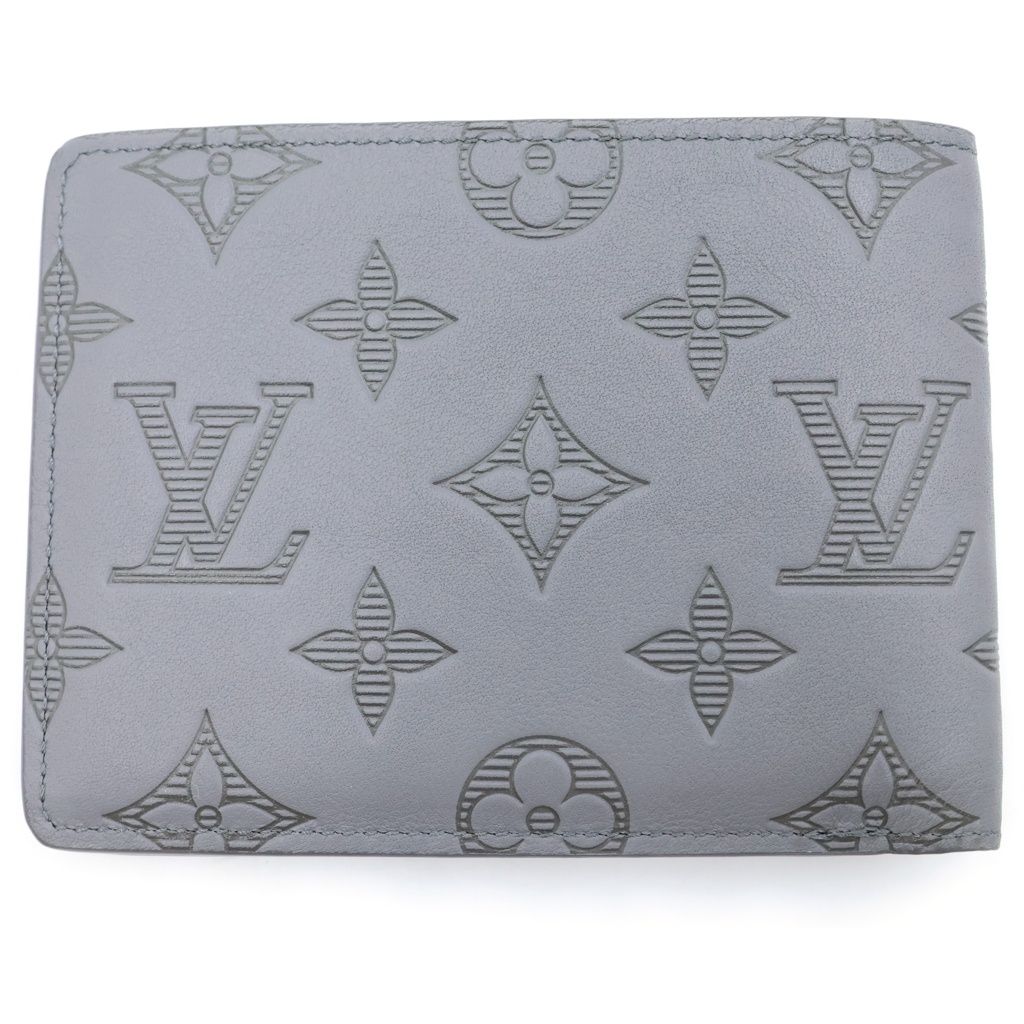 Louis Vuitton Monogram Shadow Portefeuille Multiple Compact Wallet Leather Gray — view 2