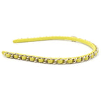 Chanel CC Logo Chain Headband Leather Yellow Gold — view 3