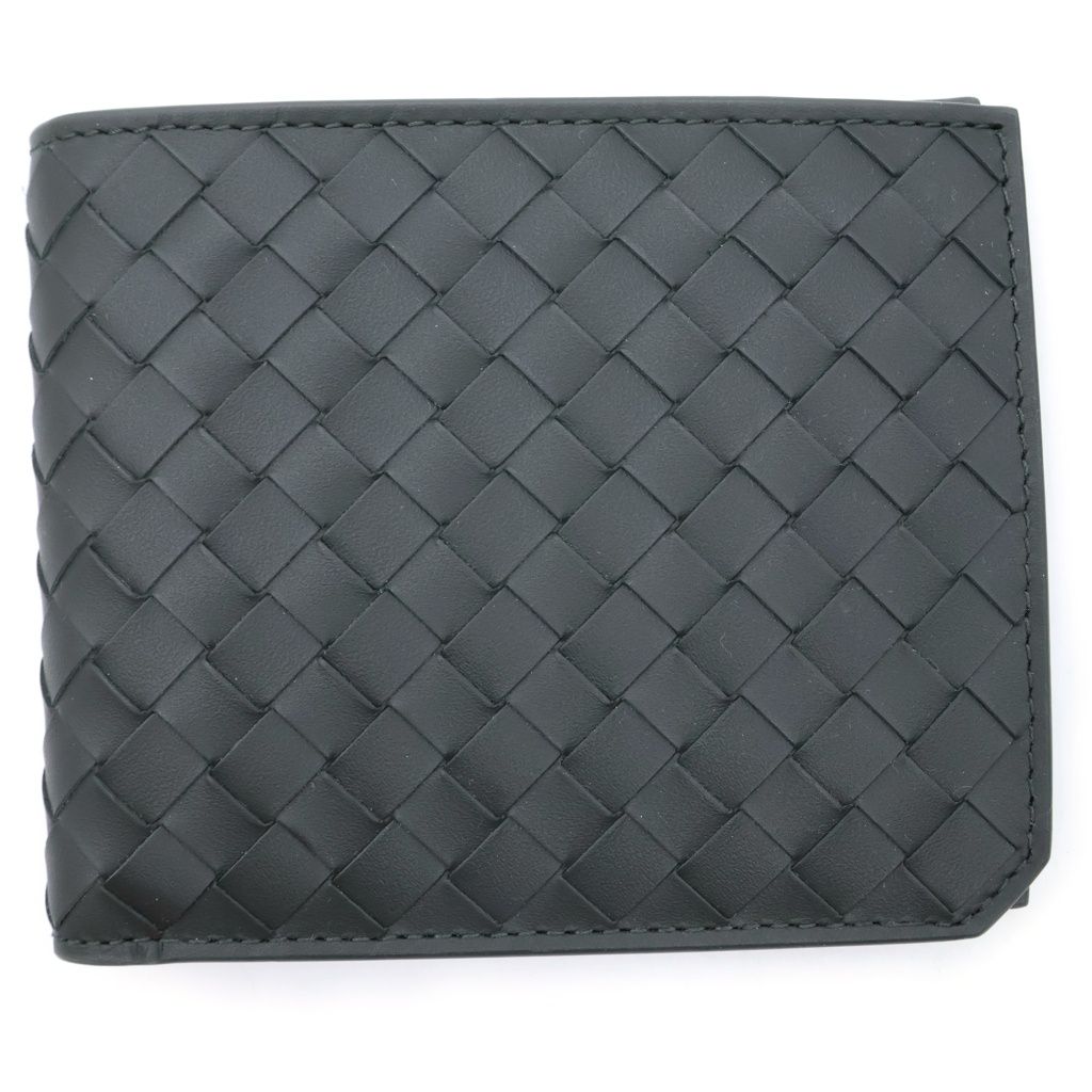 Bottega Veneta Intrecciato Bifold Wallet Compact Black Leather