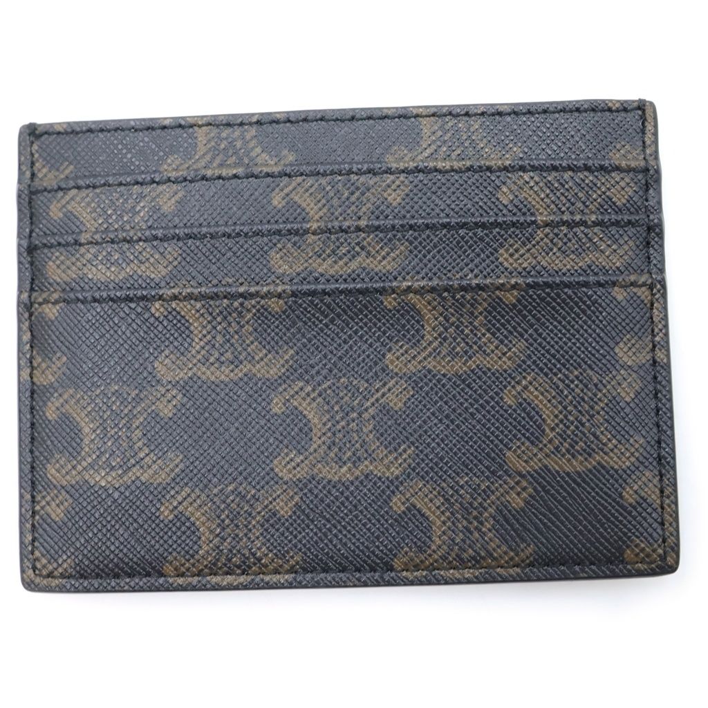 Celine Triomphe Card Case Brown Leather Gold — view 2