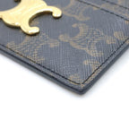 Celine Triomphe Card Case Brown Leather Gold — view 5