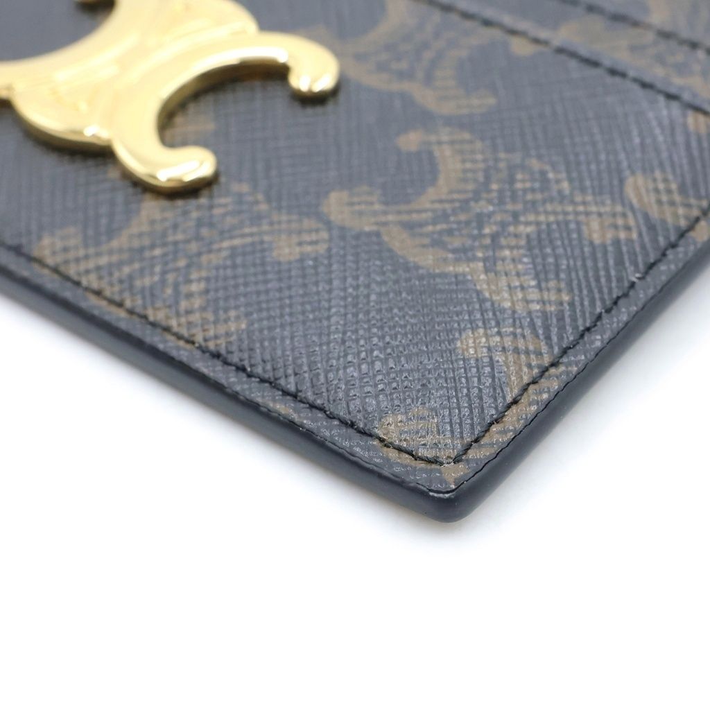 Celine Triomphe Card Case Brown Leather Gold — view 5