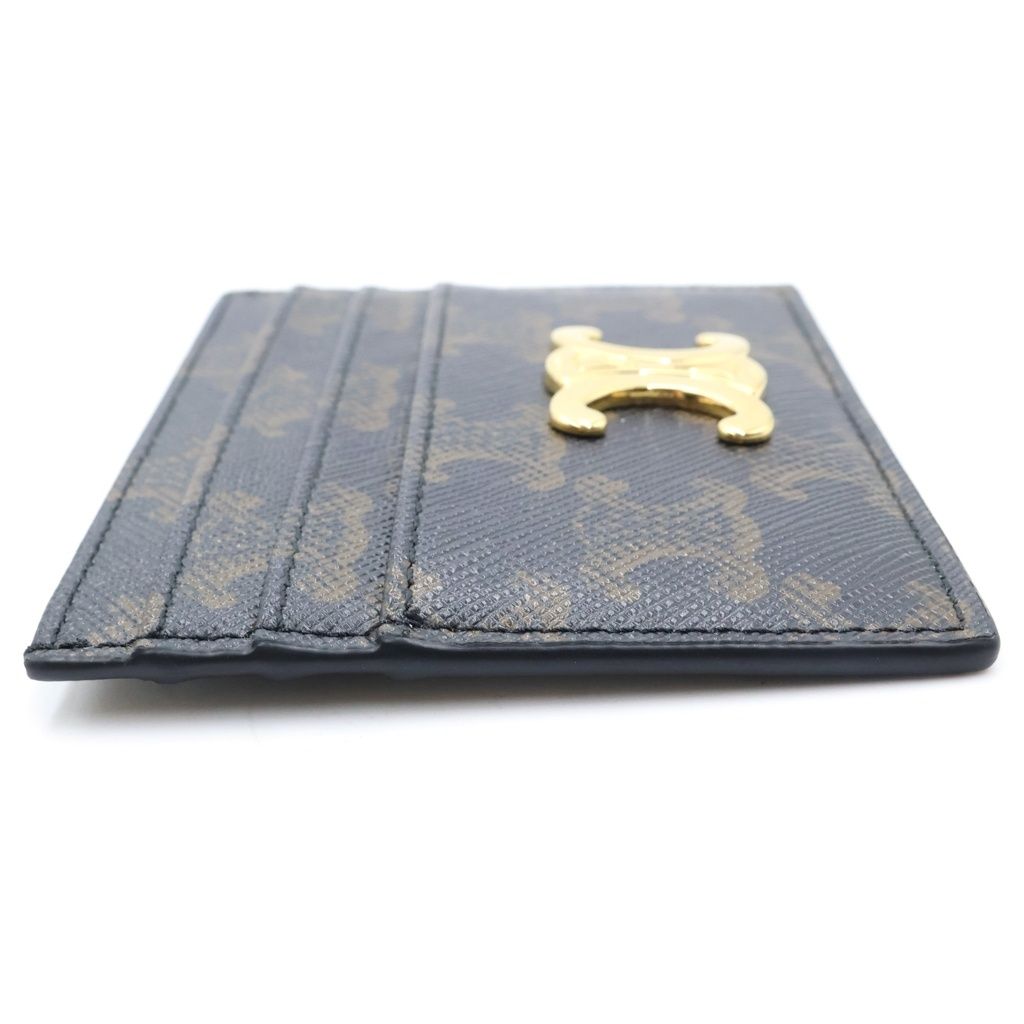 Celine Triomphe Card Case Brown Leather Gold — view 3