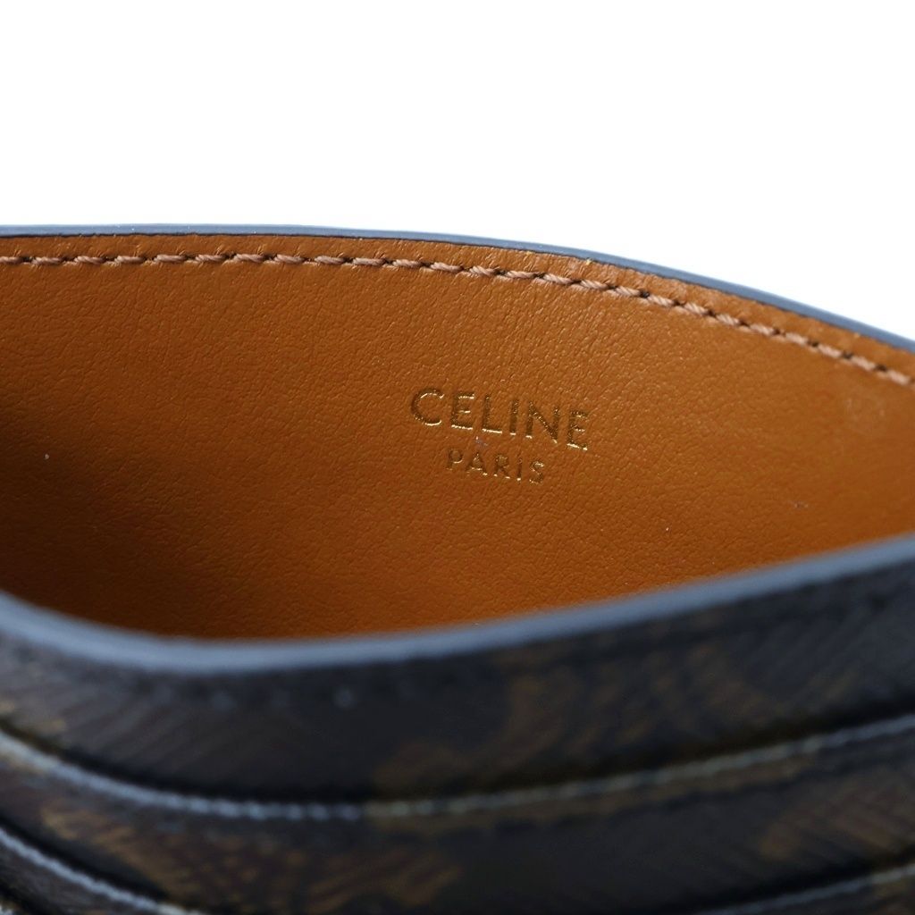 Celine Triomphe Card Case Brown Leather Gold — view 4