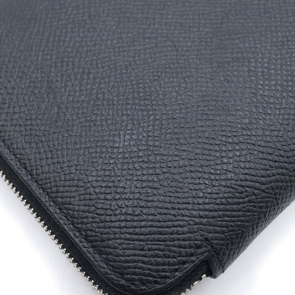 Hermes Azap Silkin Long Silk'in Long Round Zip Wallet Black — view 5