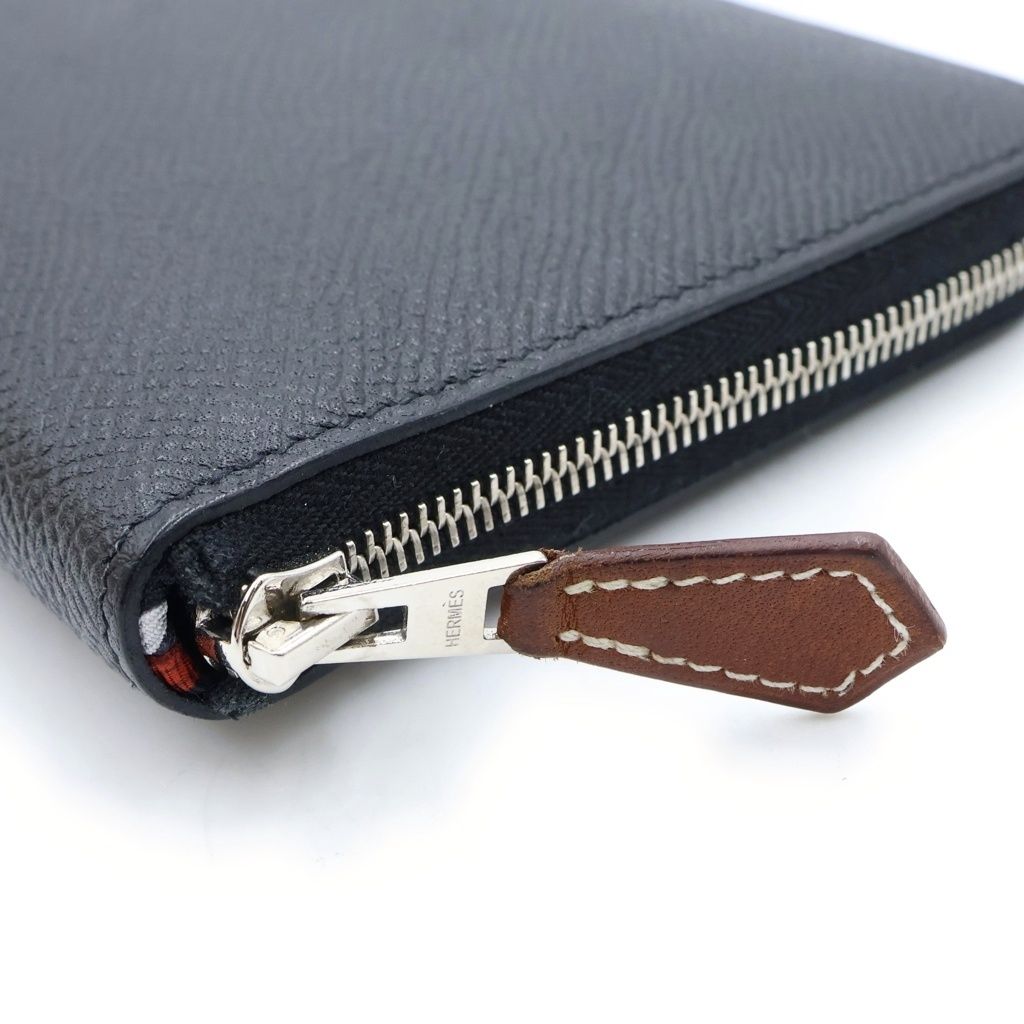 Hermes Azap Silkin Long Silk'in Long Round Zip Wallet Black — view 6