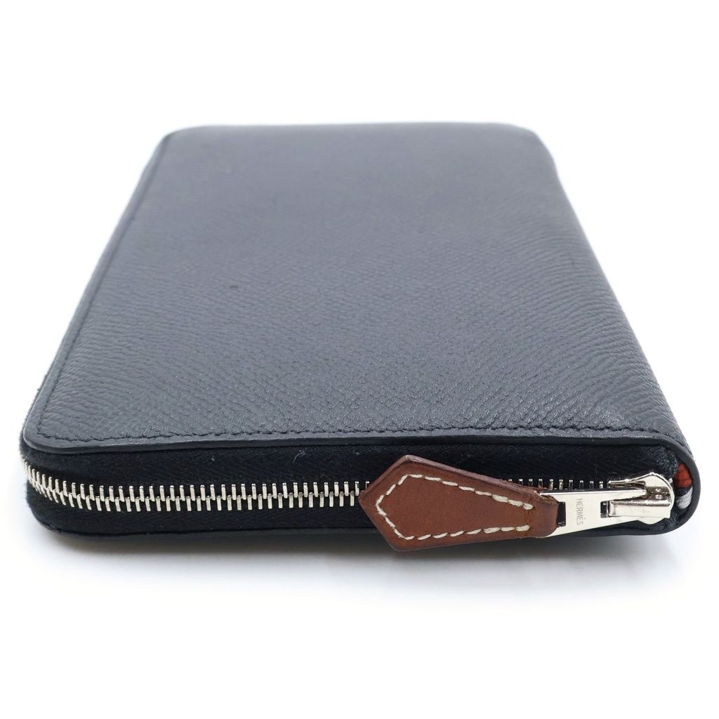Hermes Azap Silkin Long Silk'in Long Round Zip Wallet Black — view 3