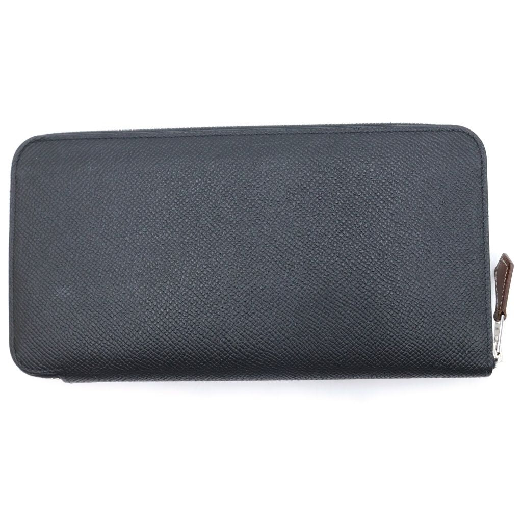 Hermes Azap Silkin Long Silk'in Long Round Zip Wallet Black — view 2