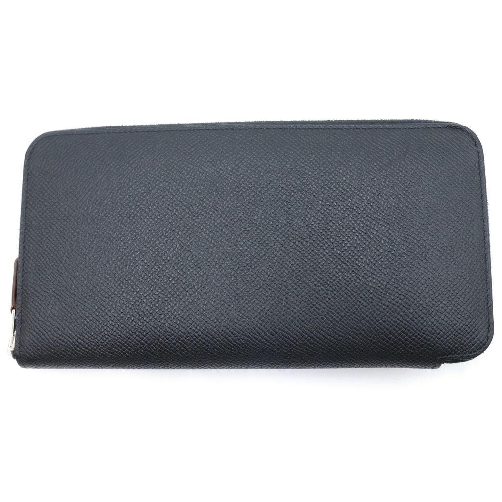 Hermes Azap Silkin Long Silk'in Long Round Zip Wallet Black
