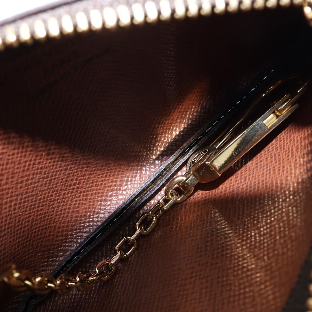 Louis Vuitton Monogram Pochette Cles Coin Purse Brown Leather — view 4
