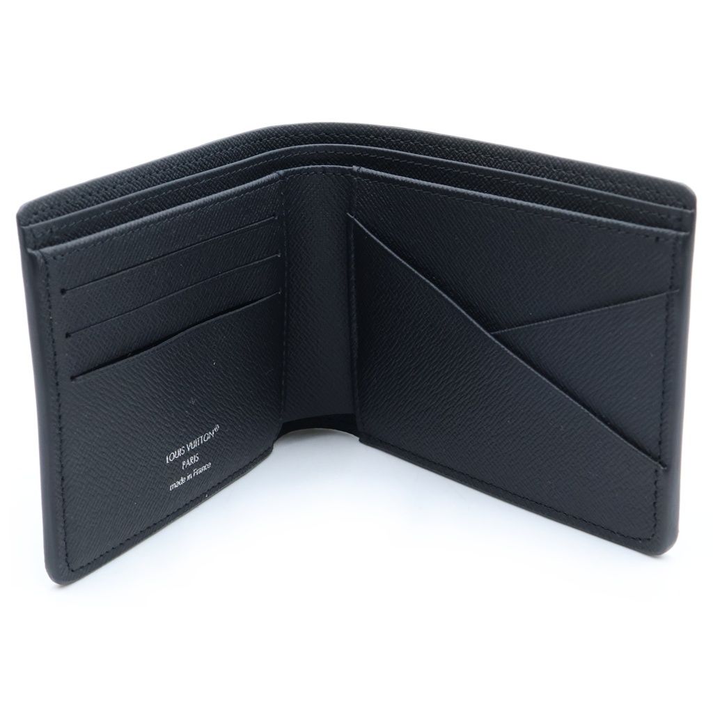 Louis Vuitton Monogram Eclipse Portefeuille Multiple Bifold Wallet Black Leather — view 4