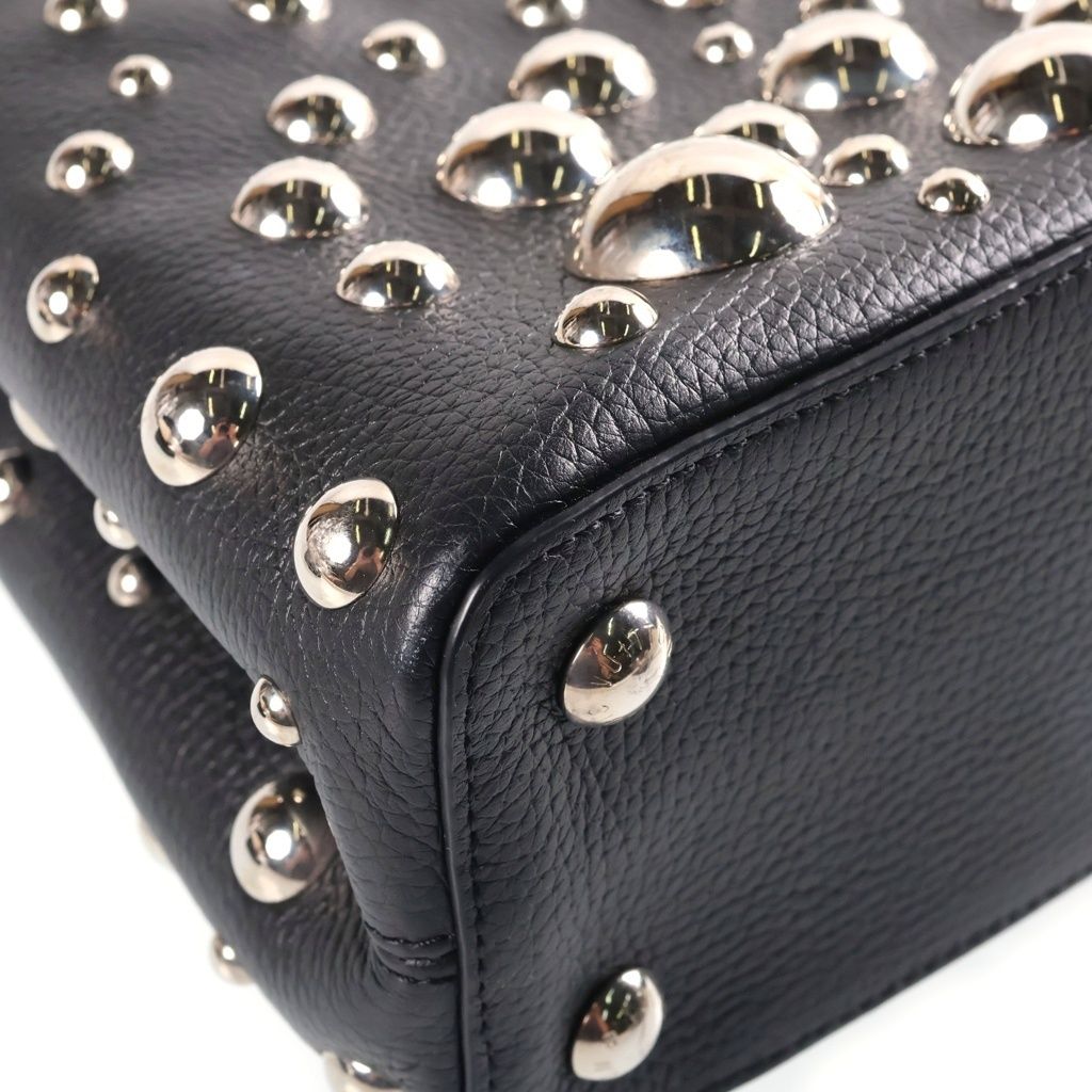 Louis Vuitton Metal Dot Capucines MM 2-Way Shoulder Bag Black Leather Silver — view 5