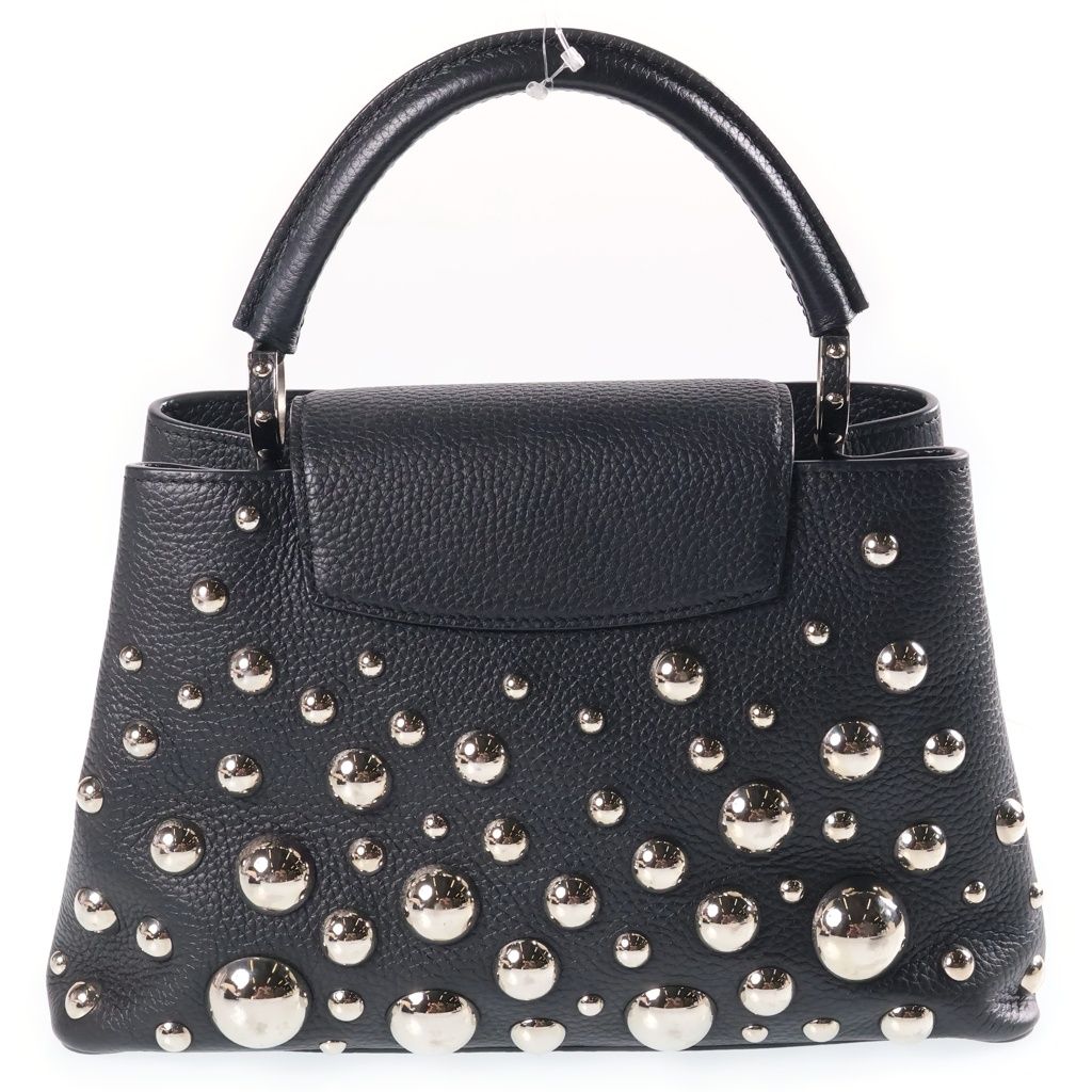 Louis Vuitton Metal Dot Capucines MM 2-Way Shoulder Bag Black Leather Silver — view 2