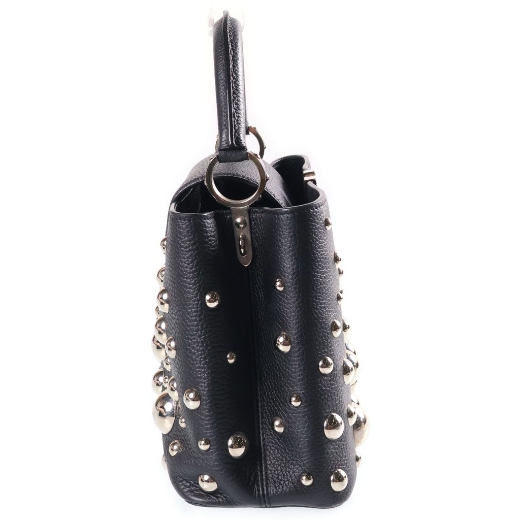Louis Vuitton Metal Dot Capucines MM 2-Way Shoulder Bag Black Leather Silver — view 3