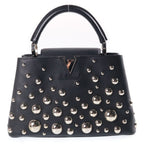 Louis Vuitton Metal Dot Capucines MM 2-Way Shoulder Bag Black Leather Silver