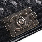 Chanel Boy 20 Small Shoulder Bag Chain Black Caviar Leather Silver — view 7