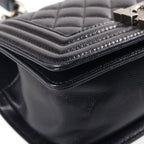 Chanel Boy 20 Small Shoulder Bag Chain Black Caviar Leather Silver — view 5