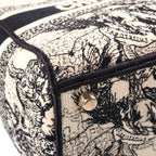 Dior Lady Medium 2-Way Shoulder Bag White Black Canvas Embroidery Gold — view 5