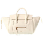 Celine Little Luggage 2-Way Shoulder Bag Ivory White Grained Calfskin Gold