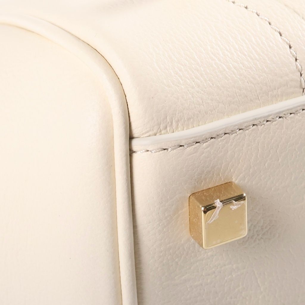Celine Little Luggage 2-Way Shoulder Bag Ivory White Grained Calfskin Gold — view 5