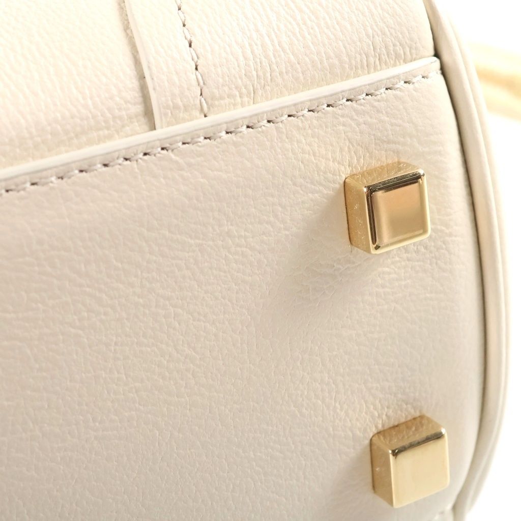Celine Little Luggage 2-Way Shoulder Bag Ivory White Grained Calfskin Gold — view 6