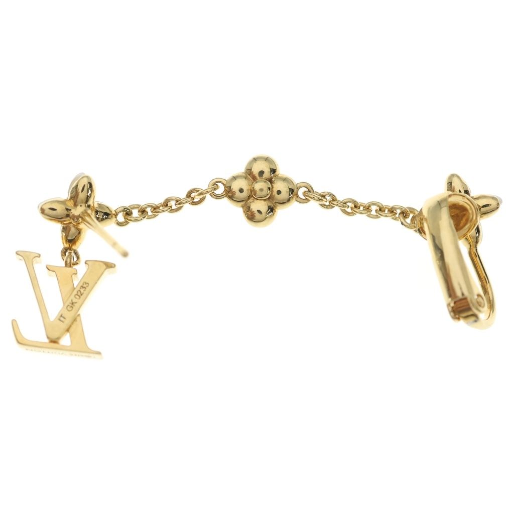 Louis Vuitton Monogram Floragram Single Earrings Ear Cuff Metal Gold Faux Pearl — view 2