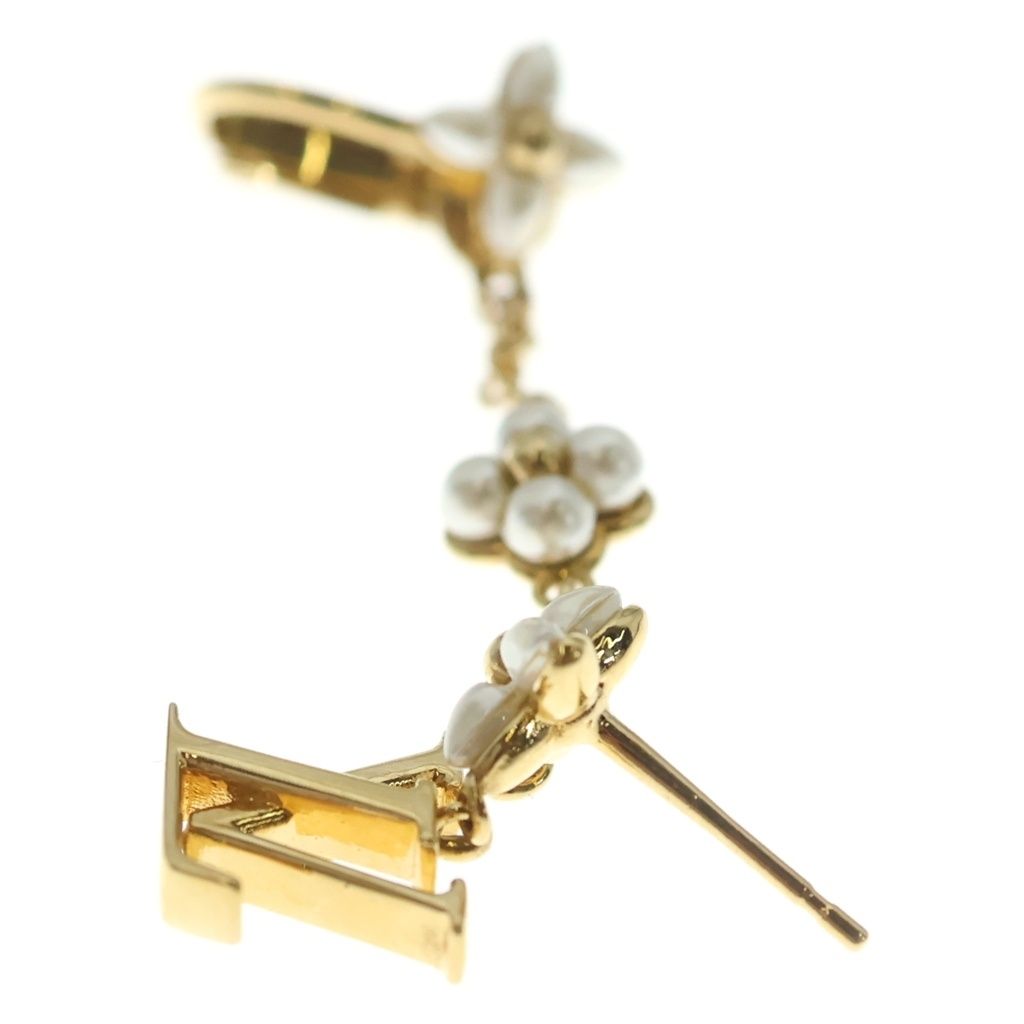 Louis Vuitton Monogram Floragram Single Earrings Ear Cuff Metal Gold Faux Pearl — view 3