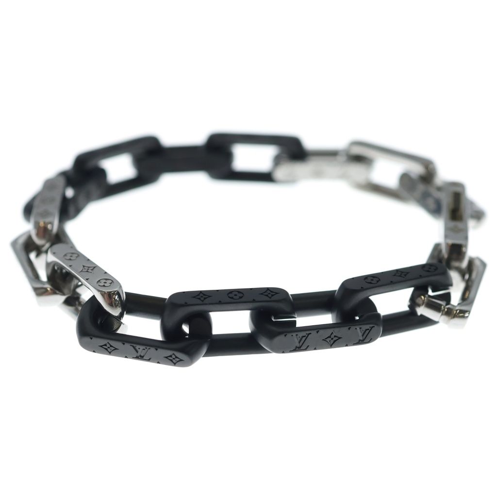 Louis Vuitton Monogram Chain Bracelet Black Silver Metal — view 4