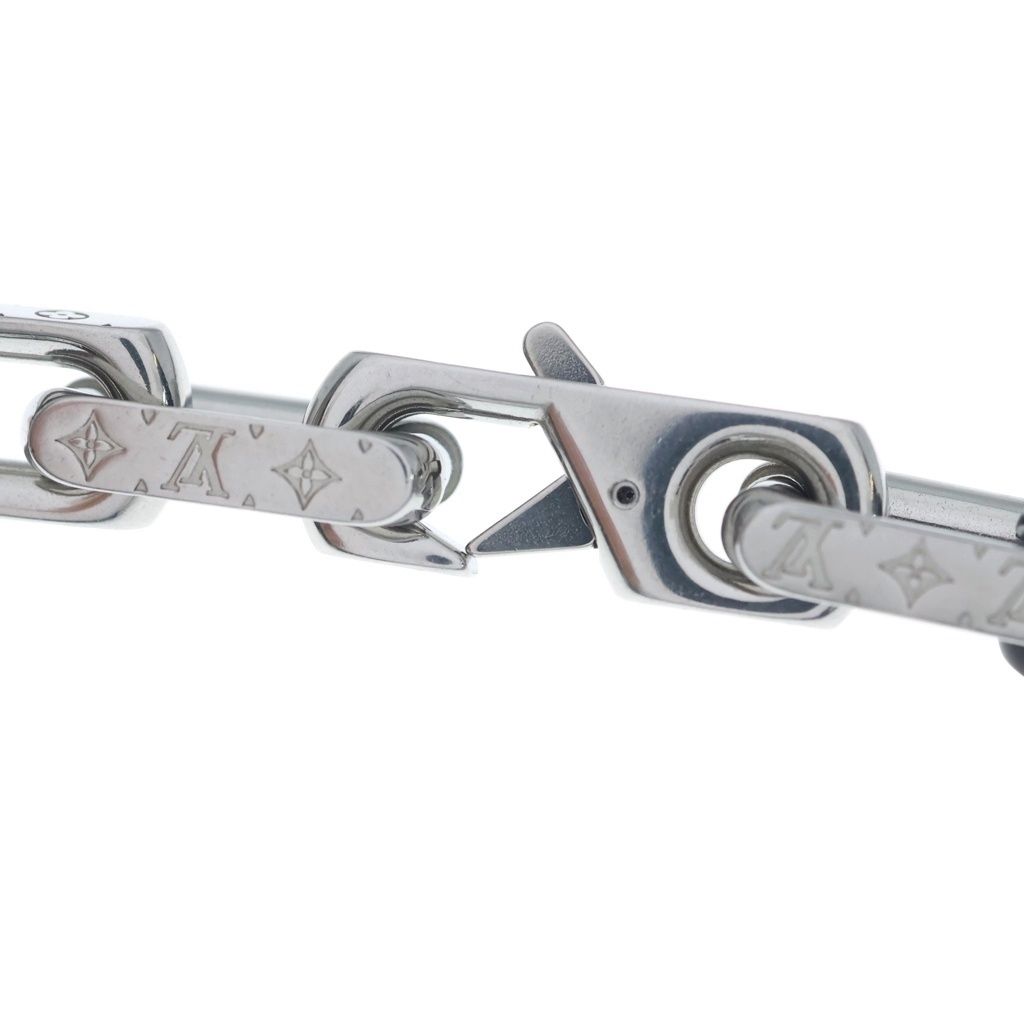 Louis Vuitton Monogram Chain Bracelet Black Silver Metal — view 5