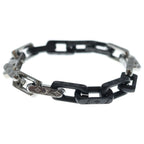 Louis Vuitton Monogram Chain Bracelet Black Silver Metal — view 3