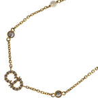 Dior Clair D Lune Rhinestone Faux Pearl Necklace Gold