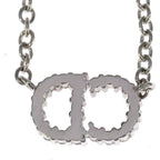 Dior CD Logo Rhinestone Pendant Chain Silver — view 3