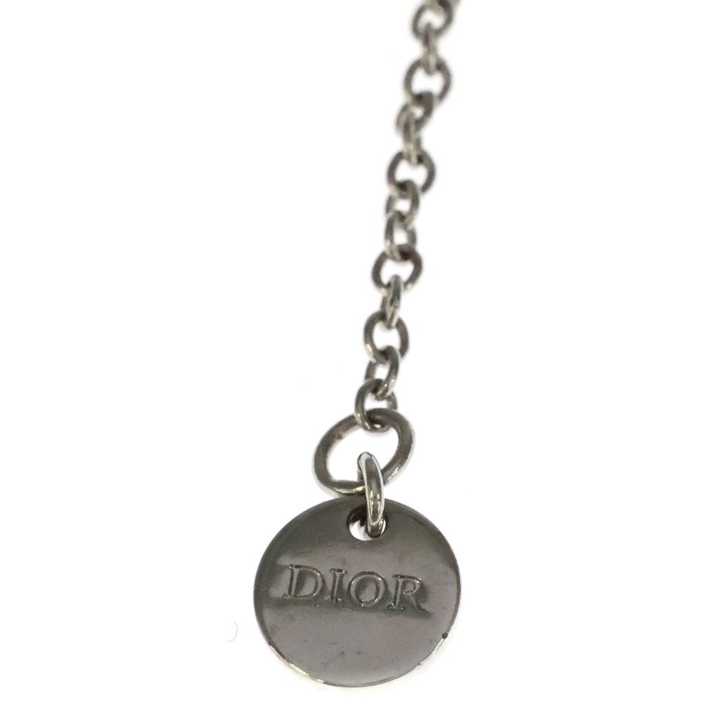 Dior CD Logo Rhinestone Pendant Chain Silver — view 5
