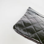 Chanel CC Logo Charm Quilted Chain Shoulder Bag Patent Leather Black Silver — view 8