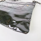 Chanel CC Logo Charm Quilted Chain Shoulder Bag Patent Leather Black Silver — view 7