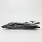 Chanel CC Logo Charm Quilted Chain Shoulder Bag Patent Leather Black Silver — view 5